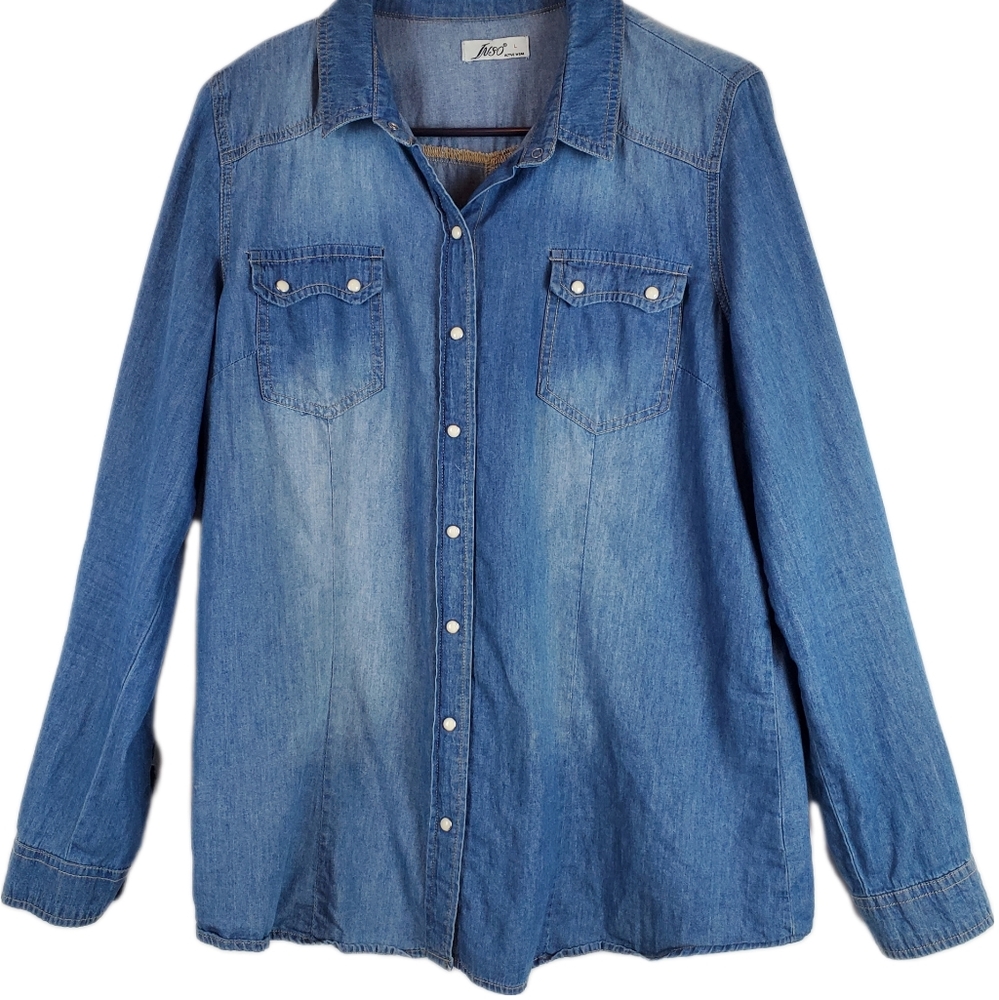 J.Crew Denim Button-Down Shirt - Blue